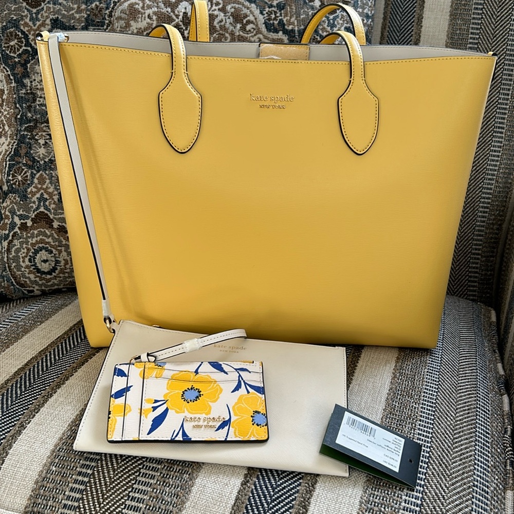 NWT and dust bag. Kate Soade large bleecker saffiano bag w/wristlet  & card case